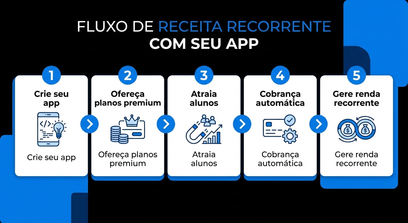 Infográfico 5 passos para criar seu app de personal trainer e monetizar treinos com Personal Millbody