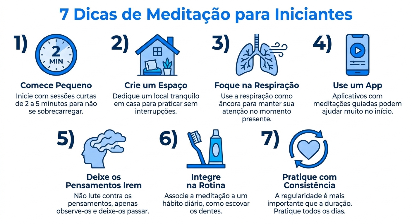 7 dicas de meditação para iniciantes - Infográfico Vitalizen