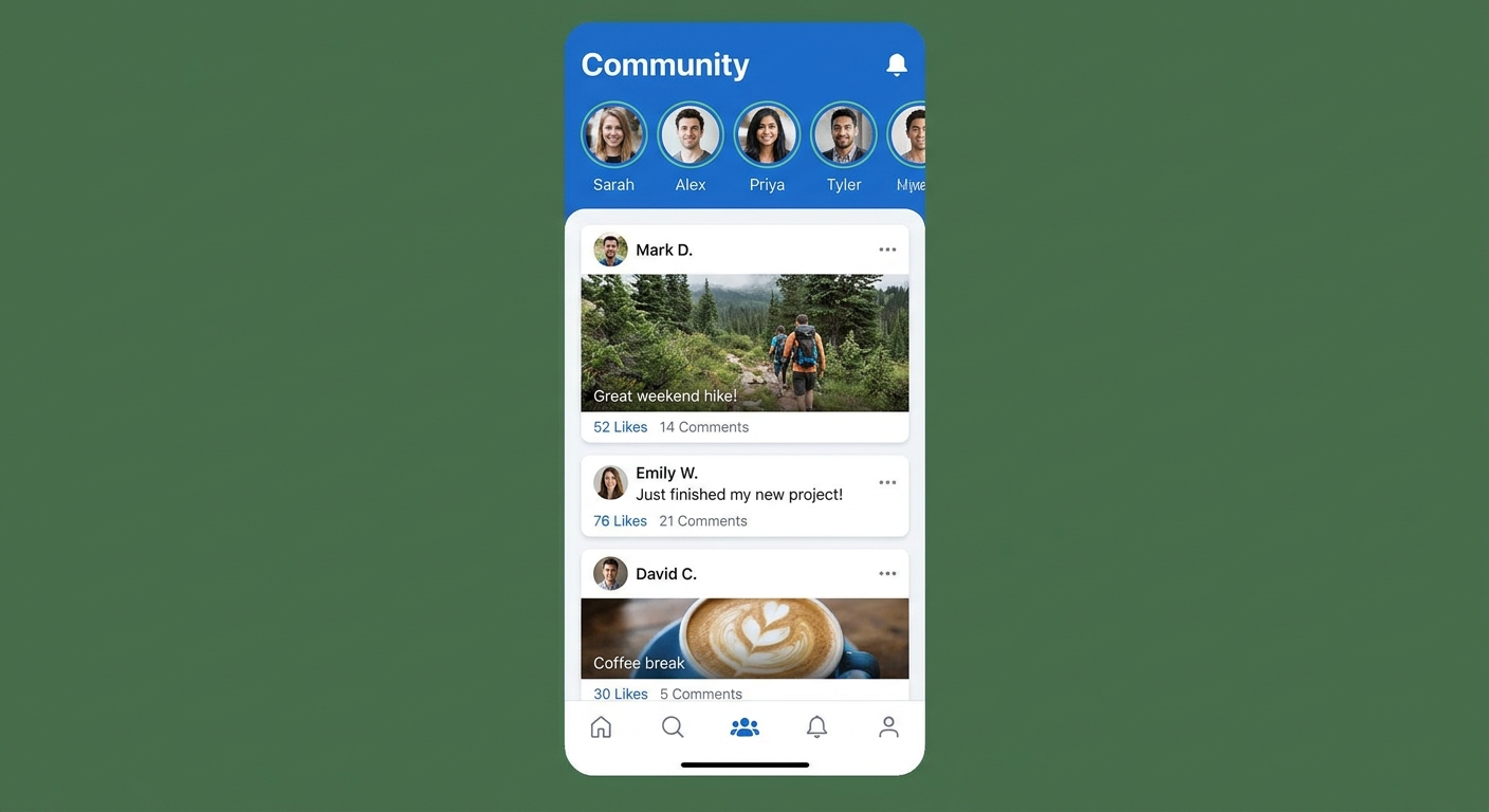 Screenshot do aplicativo Personal Millbody mostrando a aba Comunidade com feed de posts de alunas de yoga