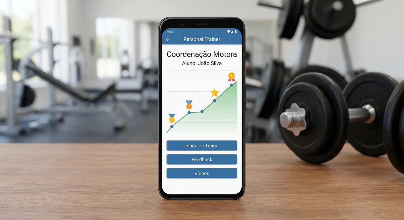 Gráfico de evolução da coordenação motora em um app de personal trainer