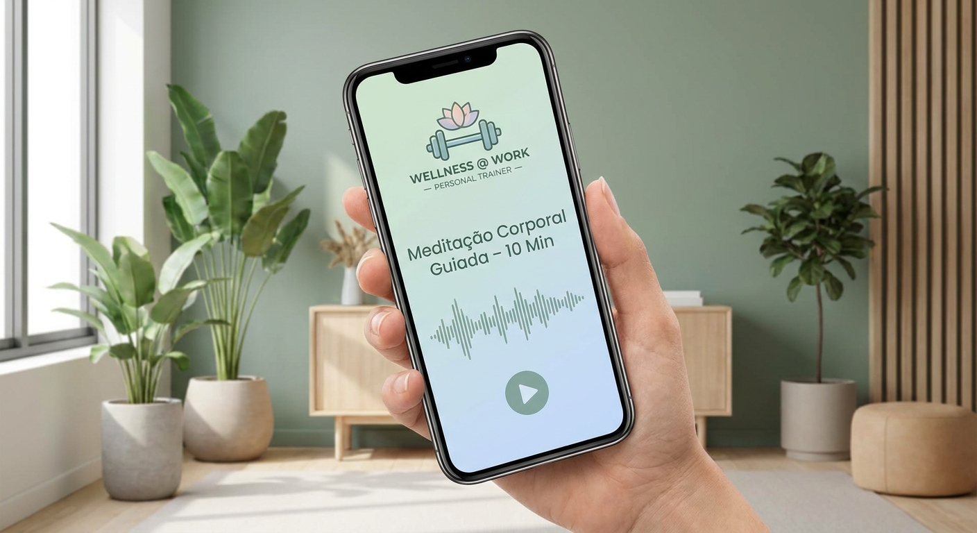 aplicativo para treinadora corporativa meditação funcionários tela do app