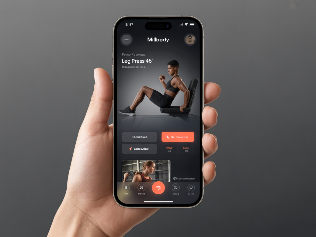 Interface do aplicativo Personal Millbody exibindo a prescrição do exercício leg press em um plano de treino focado em emagrecimento.