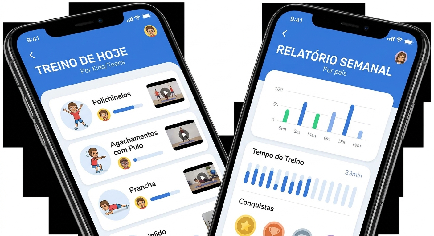 App Personal Millbody - Tela de treino e relatório App para personal trainer com tela de treino e relatório para pais