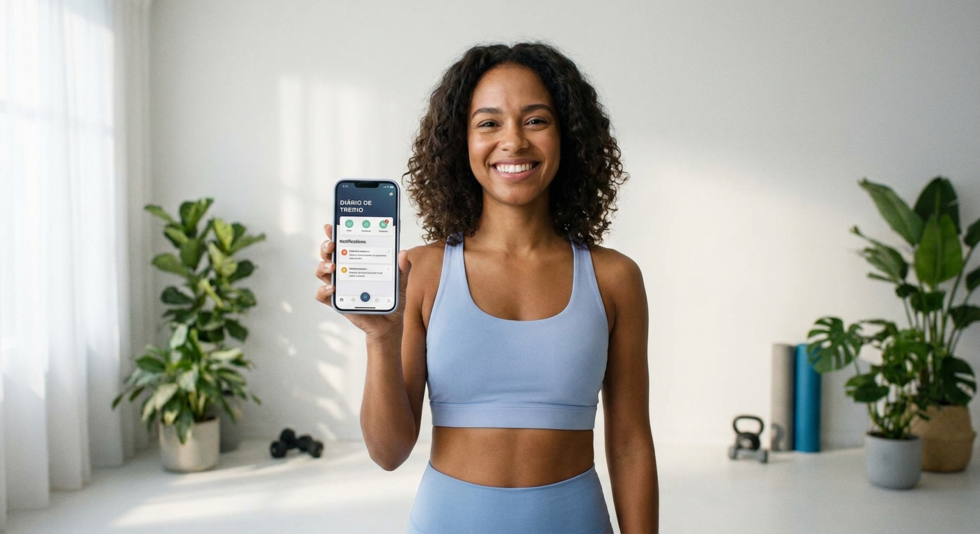 App personalizado Personal Millbody com diário de hábitos e mensagens automáticas - coach de mentalidade fitness