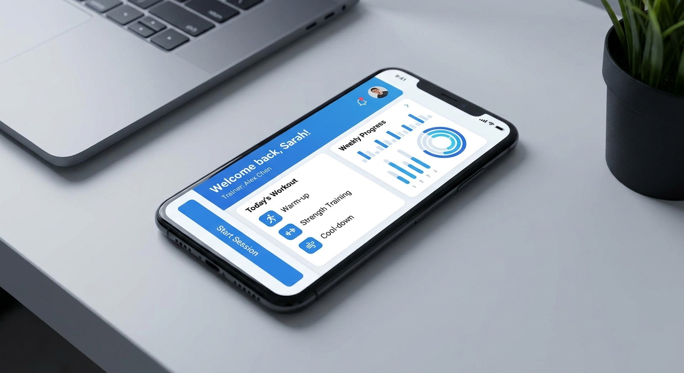 App personalizado Personal Millbody Mockup de aplicativo personalizado para personal trainer com identidade visual própria e personalização de marca
