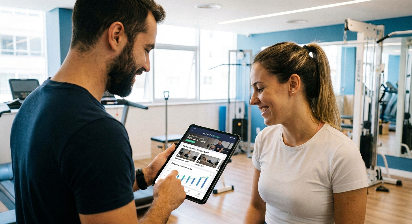 App personalizado para personal trainer Millbody em uso na academia