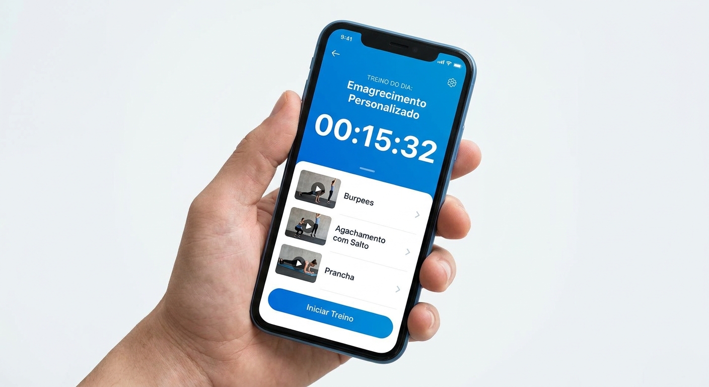Treino de hoje na palma da mão - App Personal Trainer App personalizado com treino de emagrecimento disponível no celular