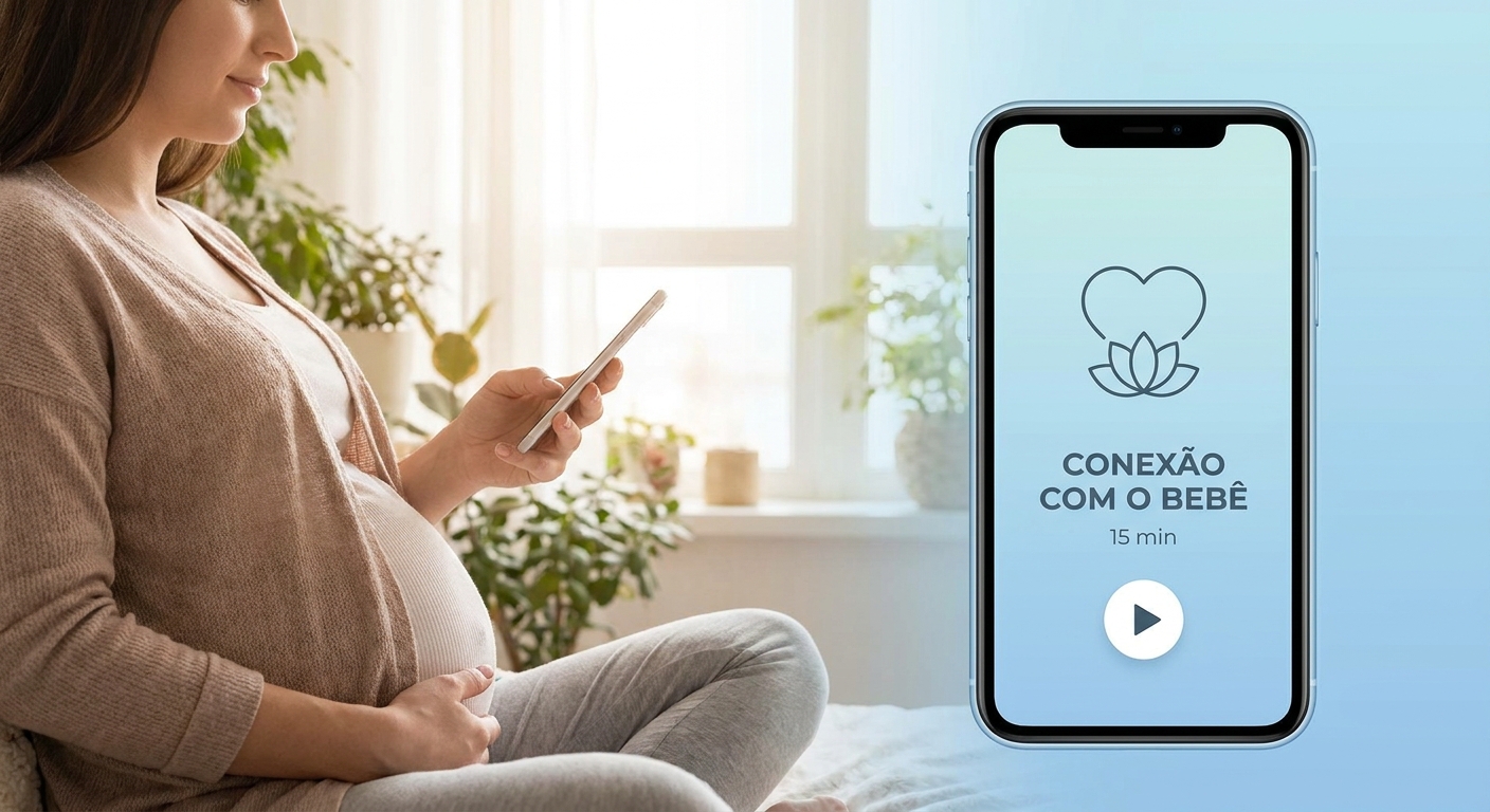 App Vitalizen com trilha de meditação para gestantes - conexão com o bebê