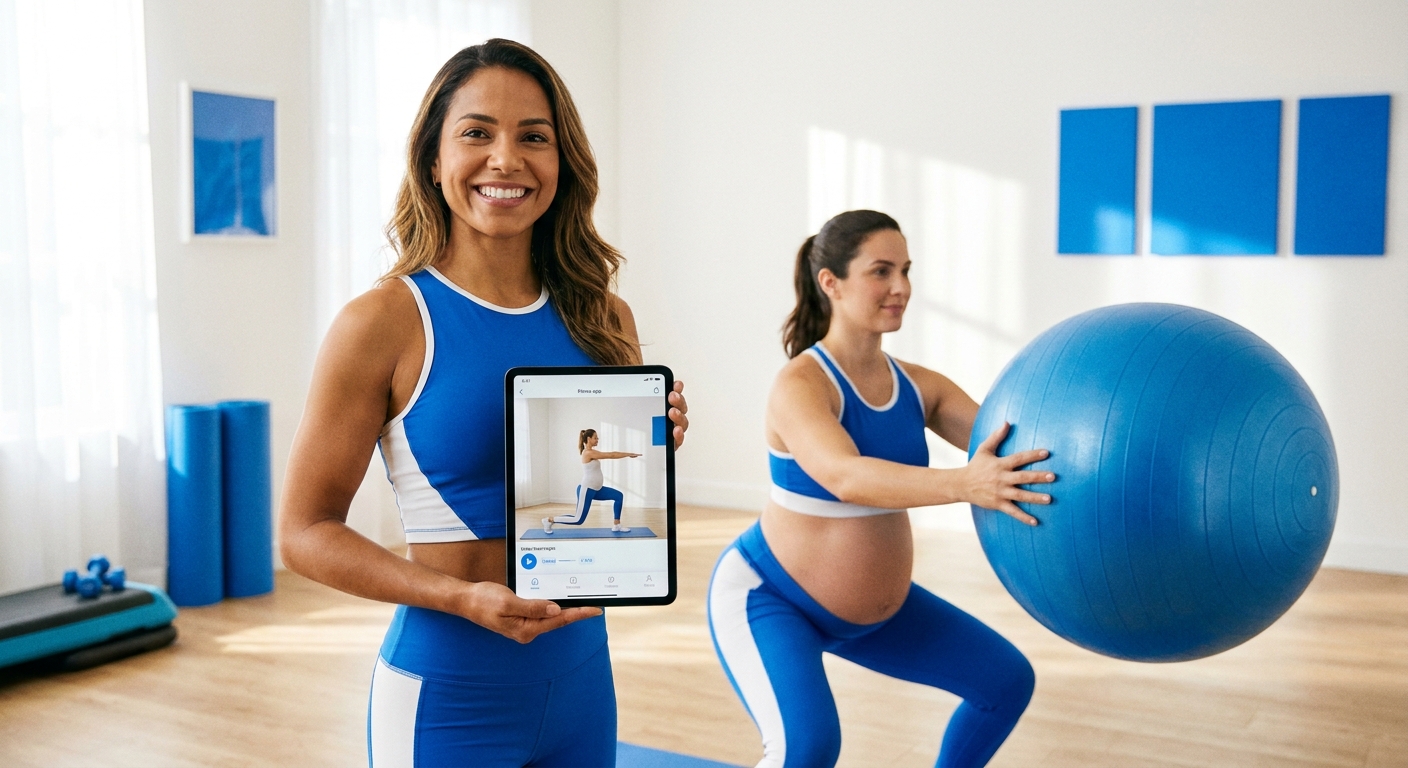 App para personal trainer: treino seguro e organizado com a Personal Millbody Treinadora pré e pós-parto usando app para personal trainer da Personal Millbody para montar treino seguro para gestante