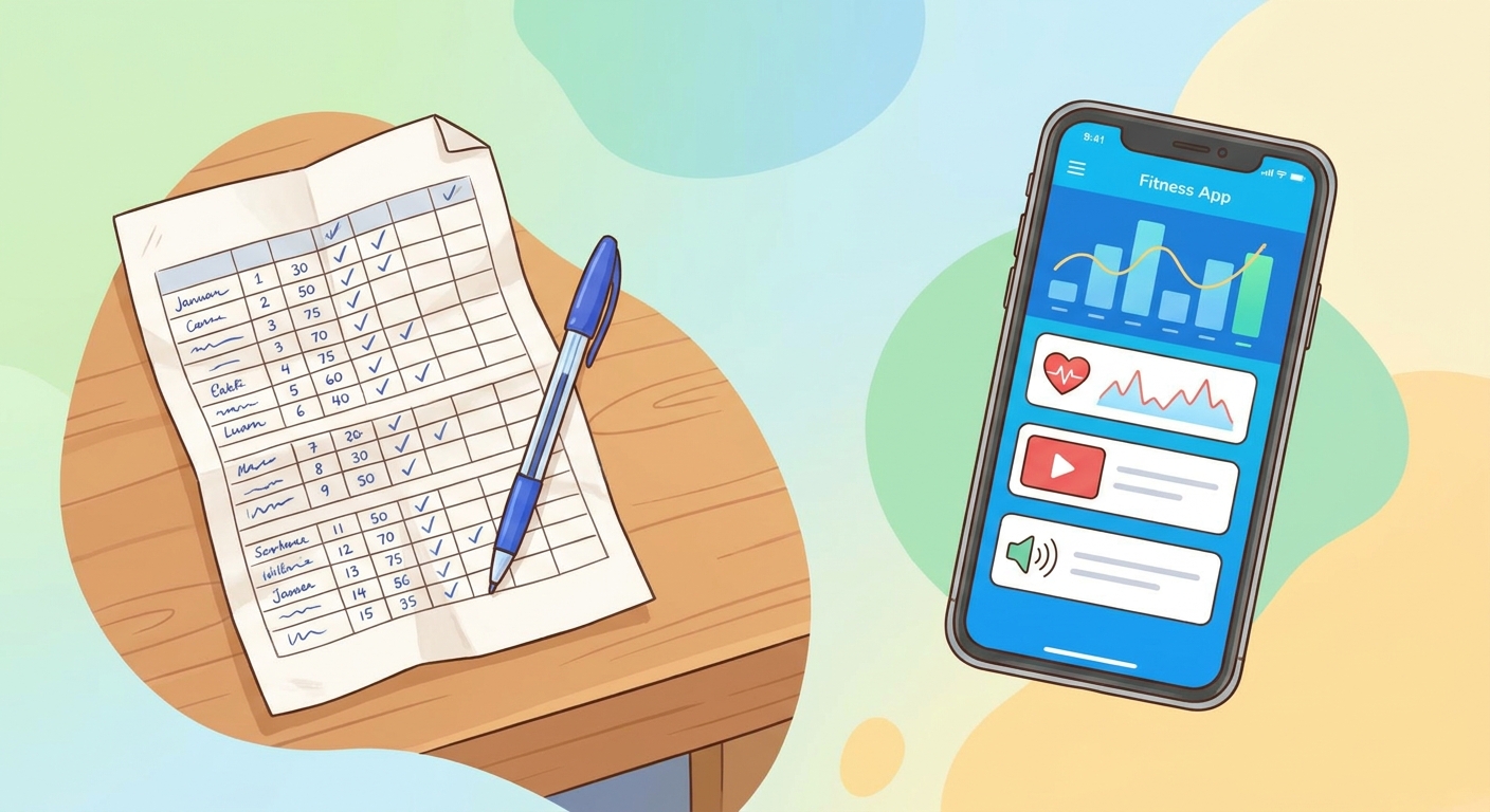 Comparação entre planilha de treinos e app personalizado para personal trainer de meditação em movimento