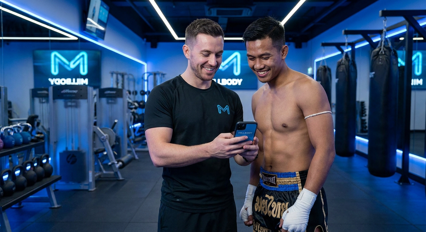 App para personal trainer de Muay Thai e Cross Training com desafios diários e leaderboard no celular