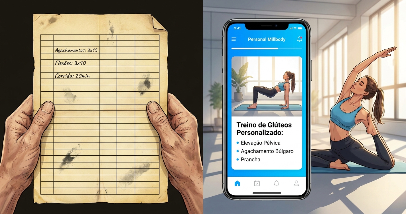 App vs Planilha de Treinos para Personal Trainer App vs planilha de treinos para personal trainer - Comparativo treino feminino Personal Millbody
