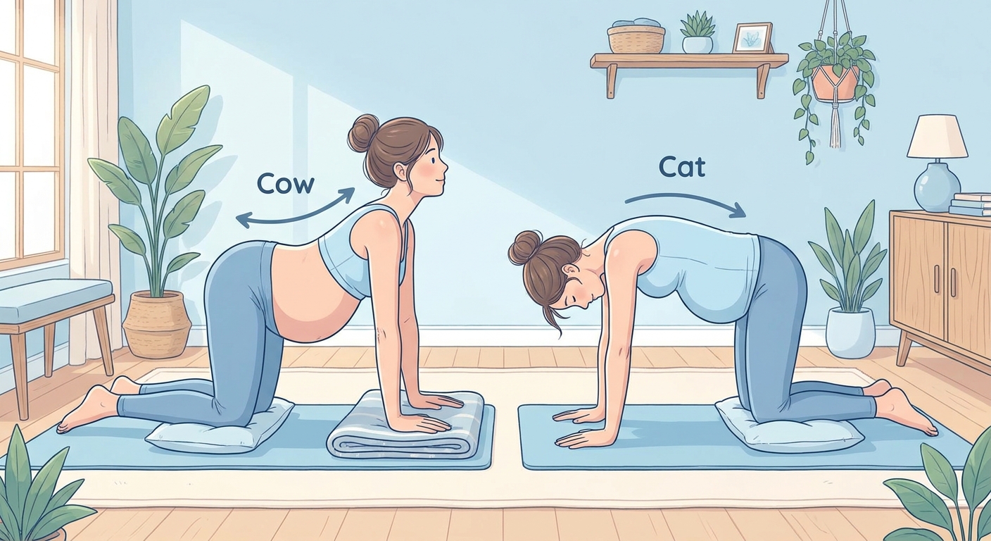Postura gato-vaca para gestantes - yoga na gestação