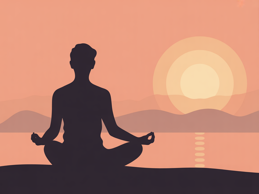 A person practicing yoga for beginners at sunrise, representing a fresh start to meditation.