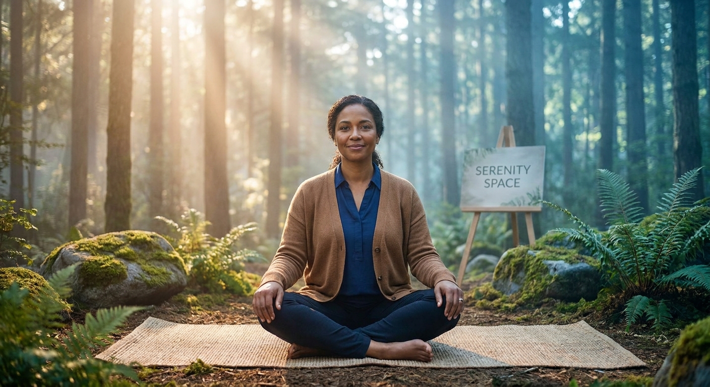 Profissional de saúde mental praticando meditação e bem-estar integral com Vitalizen