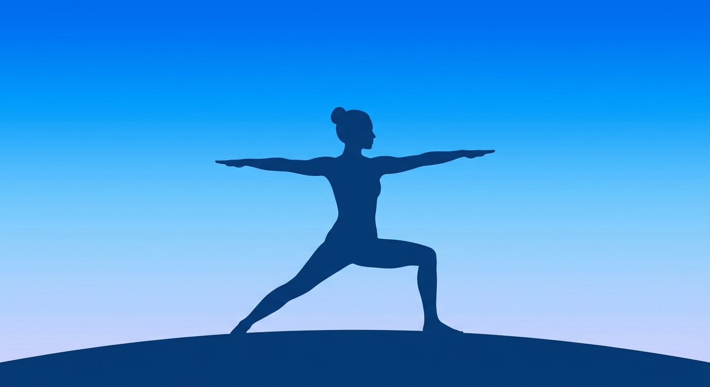 Yoga para atletas de alto rendimento: silhueta em postura de guerreiro ao amanhecer, bem-estar integral e recuperação mental