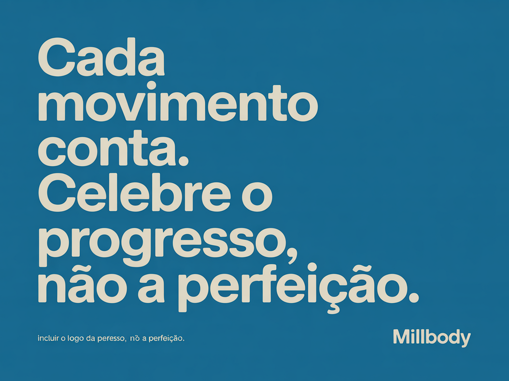 Card com mensagem de motivação para academia sobre a importância do progresso
