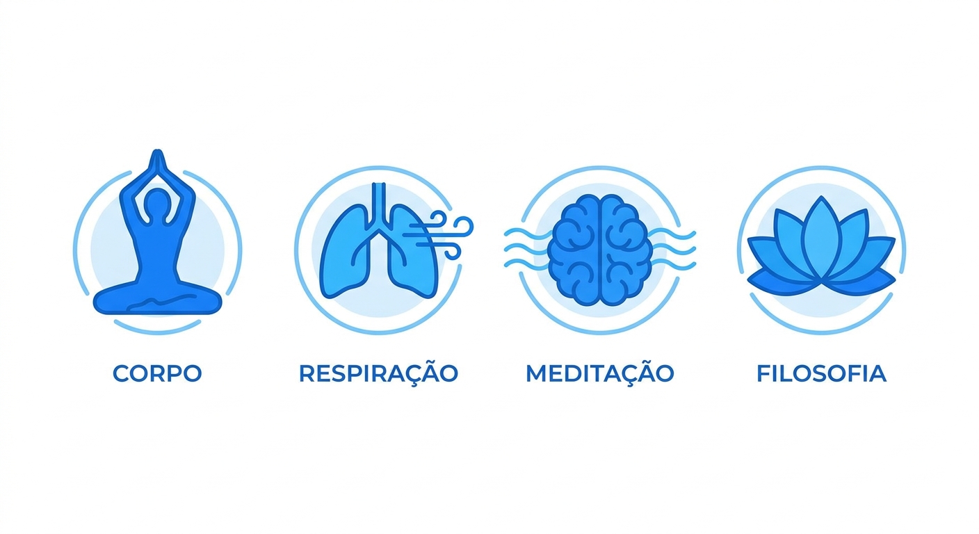 Os 4 pilares do yoga: posturas, respiração, meditação e filosofia - glossário de yoga para executivos