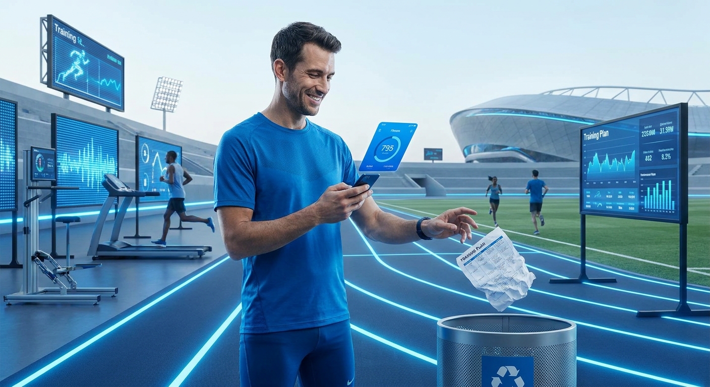 Coach de corrida utilizando app Personal Millbody em vez de planilha
