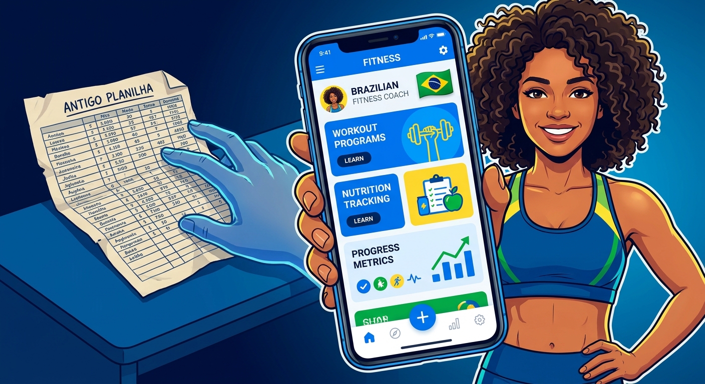 Coach de emagrecimento usando app Personal Millbody para treinos com metas e avaliações