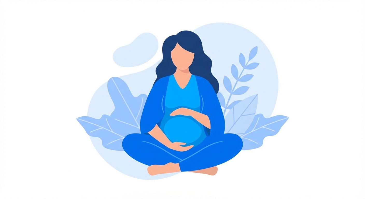 Mulher grávida praticando meditação para gestantes em ambiente tranquilo