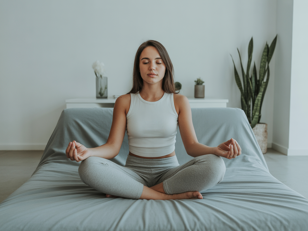 Como Meditar: Guia para Iniciantes - Jovem meditando em um ambiente calmo e iluminado.