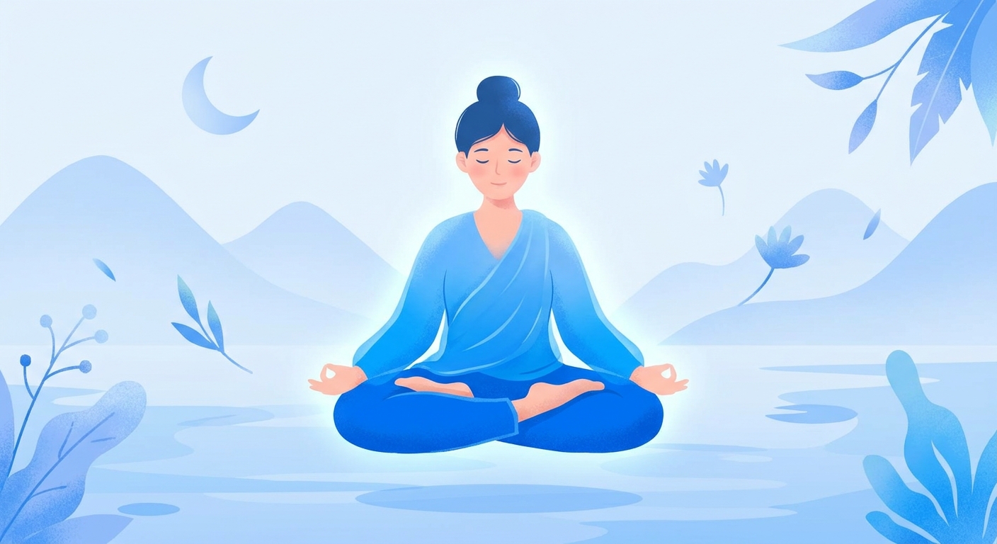 Pessoa meditando em posição confortável - como meditar para iniciantes
