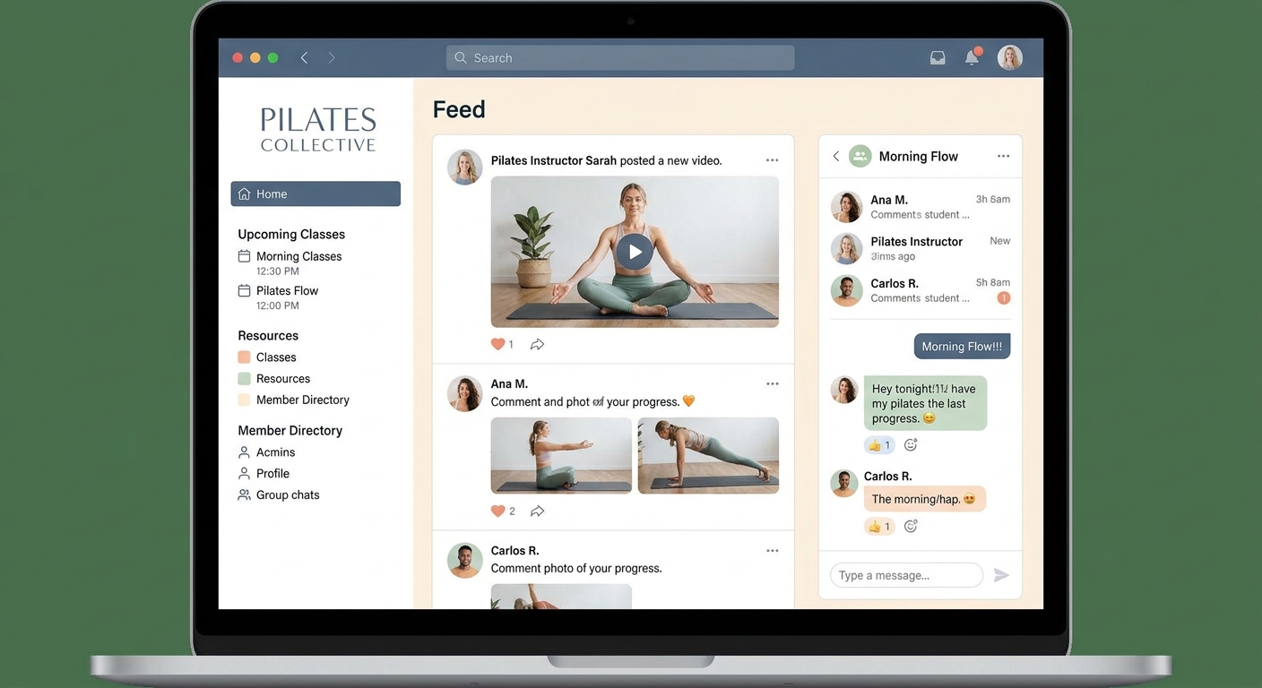 Ilustração de análise de postura com inteligência artificial para aulas de Pilates
