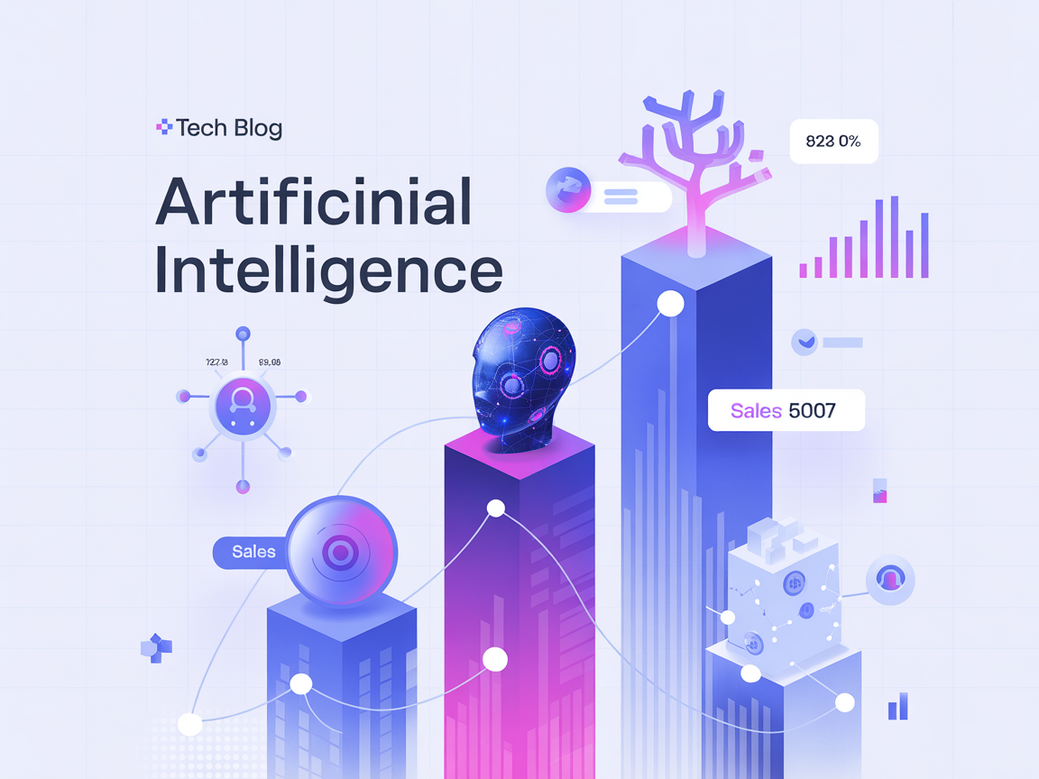 Imagem abstrata simbolizando um CRM automatizado com IA, com gráficos e conexões de dados em tons de azul, representando um time de vendas inteligente.