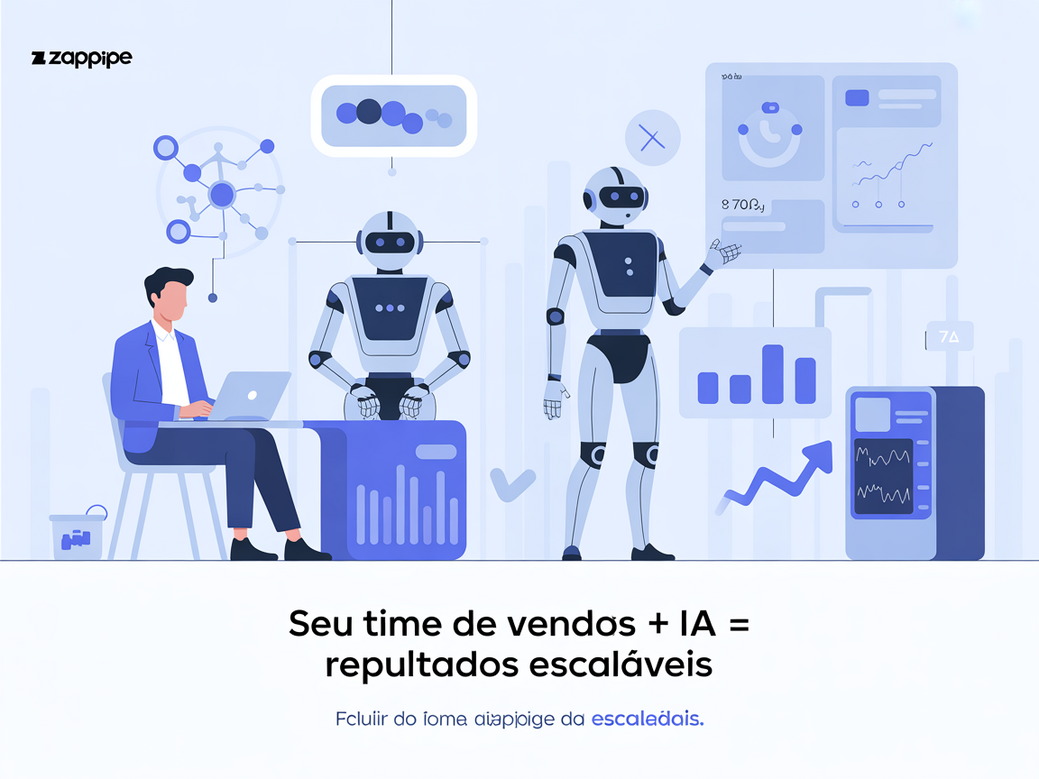 Time de vendas integrado com a inteligência artificial de um CRM automatizado com IA, simbolizando a redução do CAC e a automação de processos.