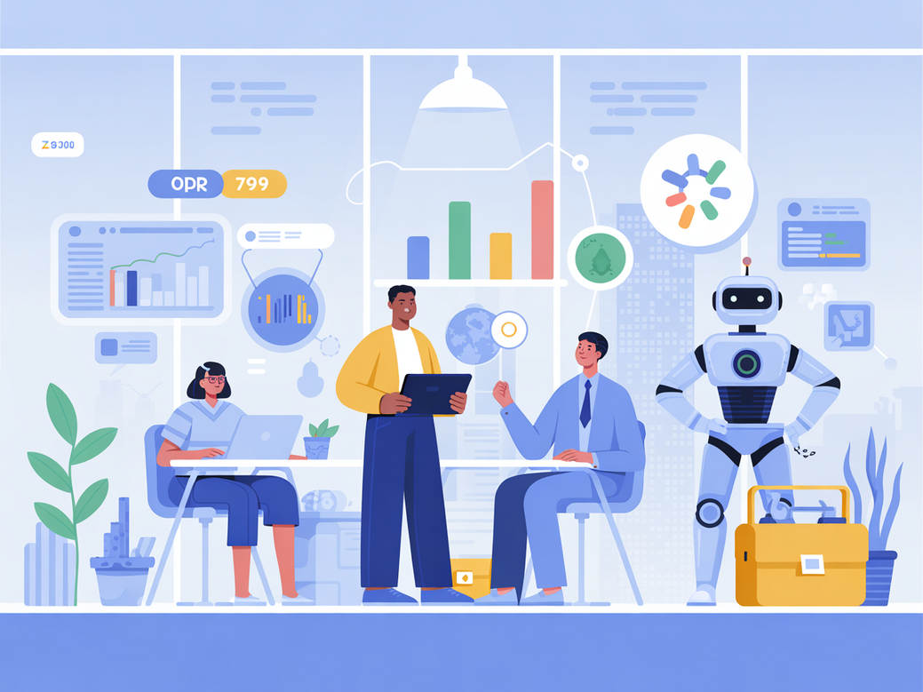 Time de vendas de alta performance utilizando um CRM automatizado com IA para analisar dados e otimizar a estratégia.