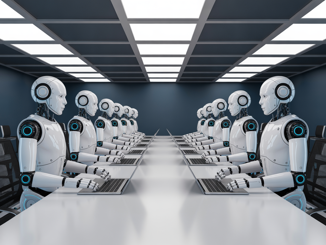 Time de vendas com inteligência artificial trabalhando em um escritório moderno, representando o CRM automatizado com IA do Zappipe.