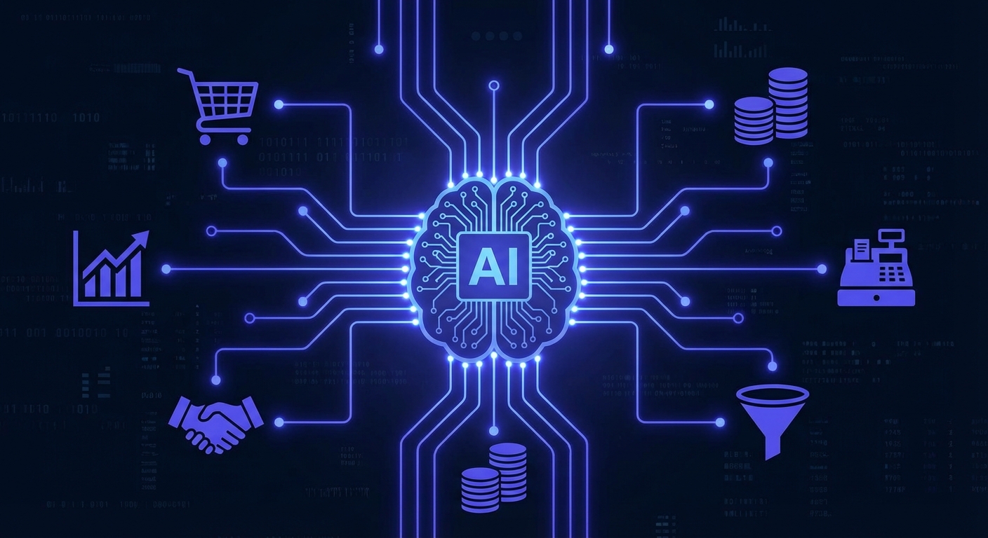 Ilustração de CRM automatizado com IA Zappipe mostrando time de vendas virtual