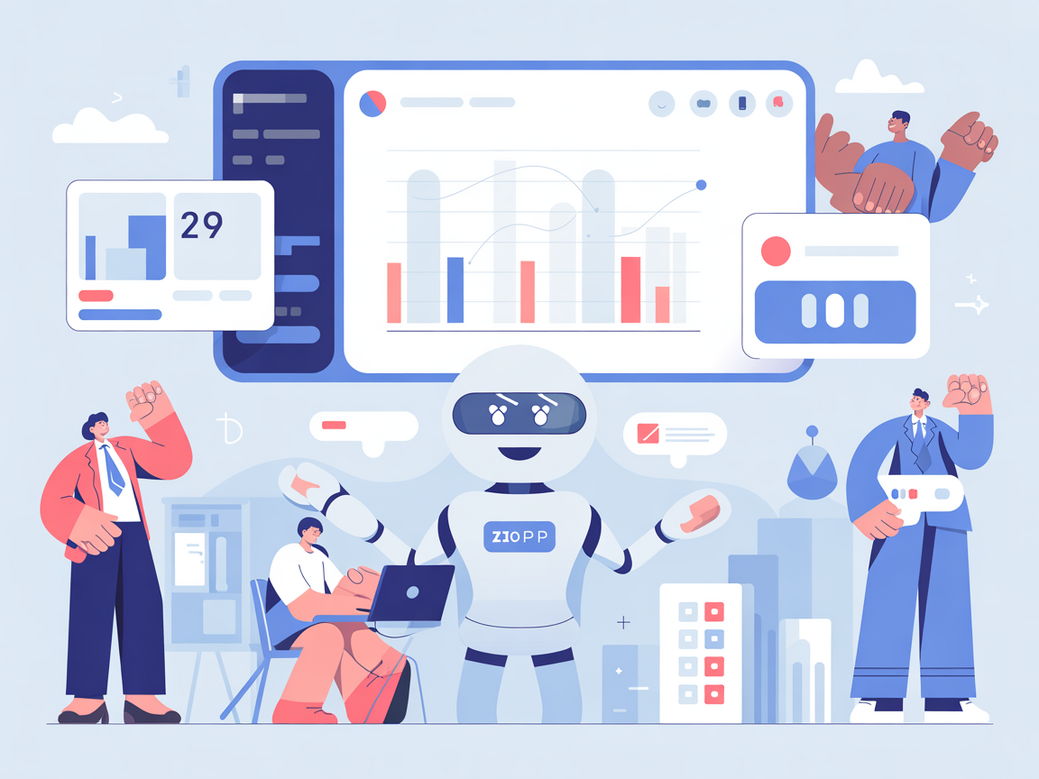 Dashboard do Zappipe, um CRM com IA, exibindo gráficos de desempenho de vendas e automação.