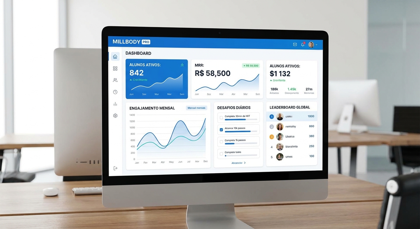 dashboard personal millbody metricas alunos ativos receita recorrente app personal cross training