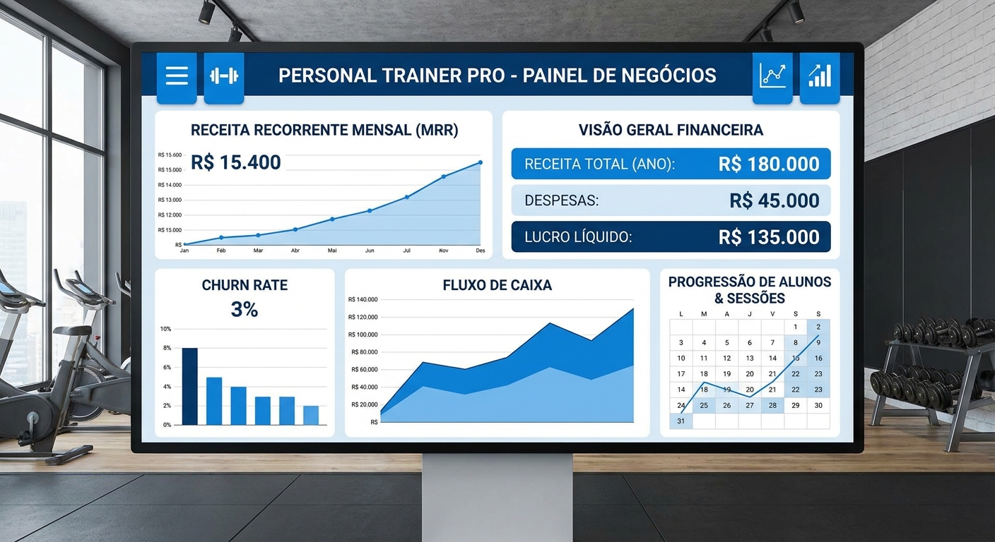 Dashboard de receitas recorrentes para personal trainer de ginástica laboral