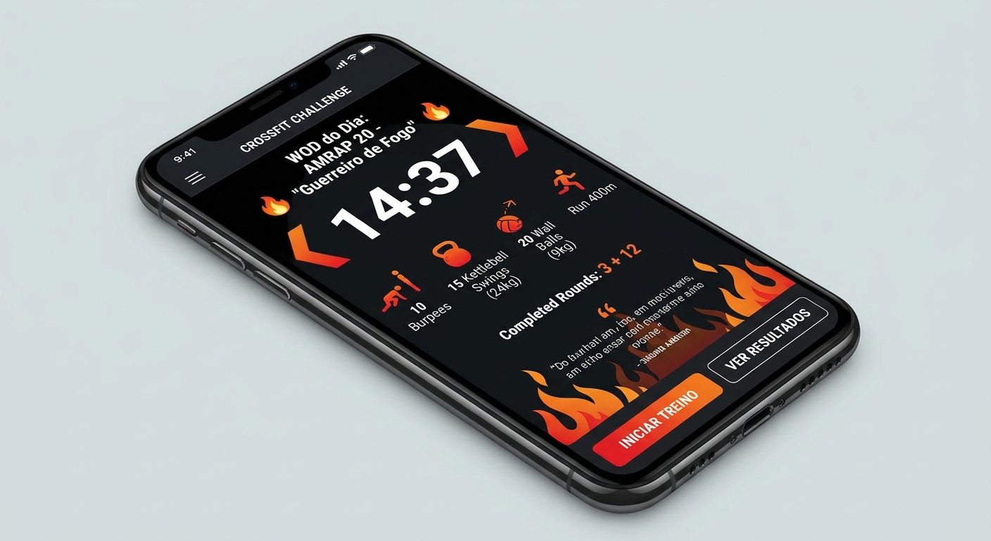 Interface de desafio diário em aplicativo de Cross Training