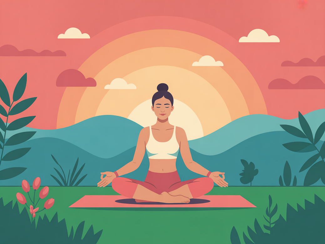 Mulher praticando yoga para o luto em um ambiente sereno em 2025, simbolizando paz e acolhimento.