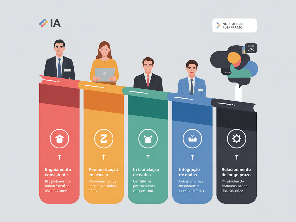Dashboard de CRM com IA mostrando métricas de engajamento da comunidade e atendimento automatizado 24/7
