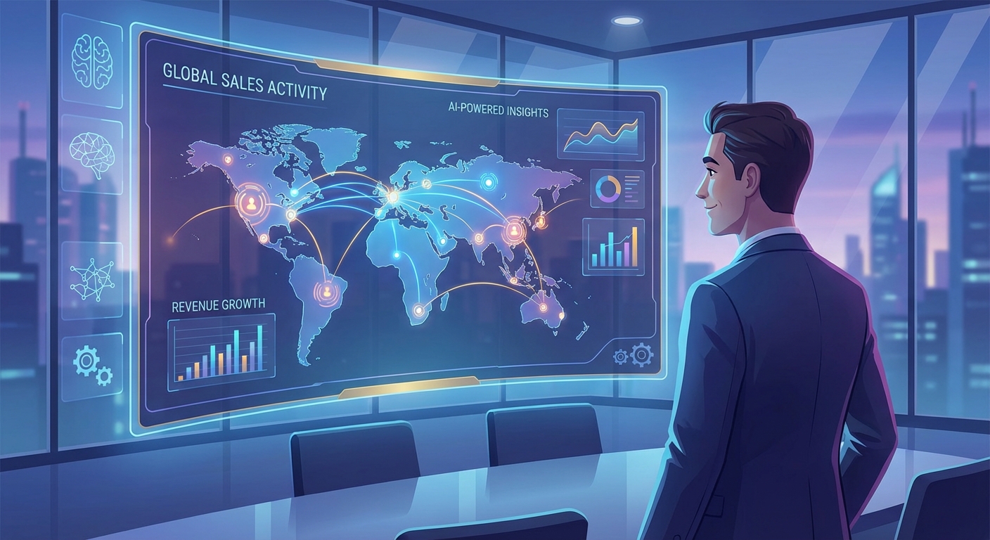Dashboard de CRM com Inteligência Artificial mostrando métricas de vendas e atendimento automatizado