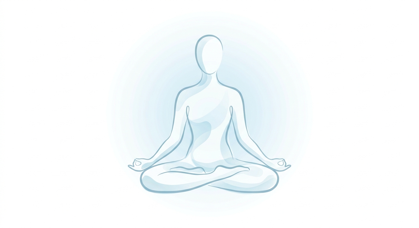 Ilustração de pessoa meditando em postura de lótus, representando Dhyana
