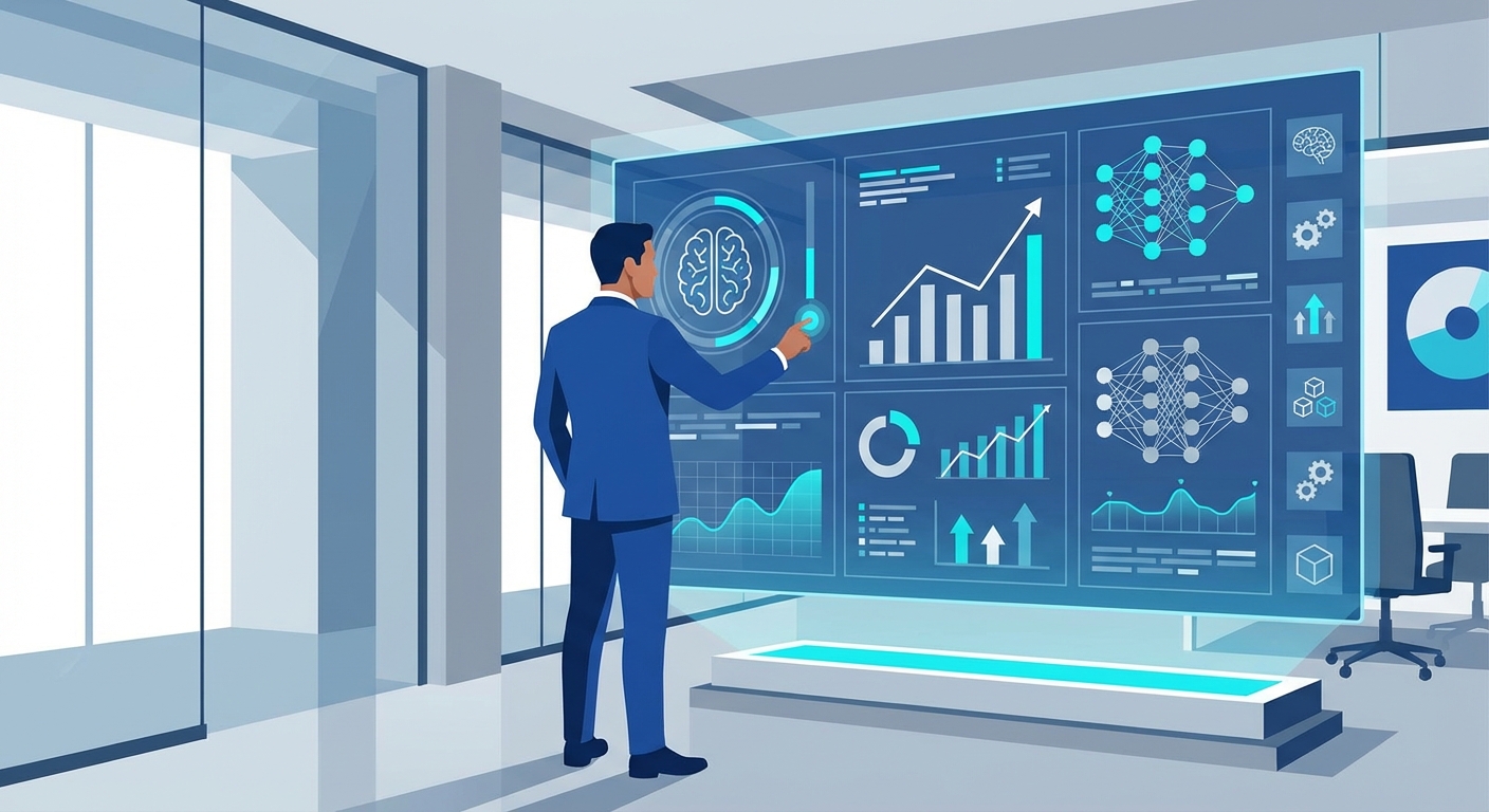 CEO analisando dashboard de CRM com inteligência artificial