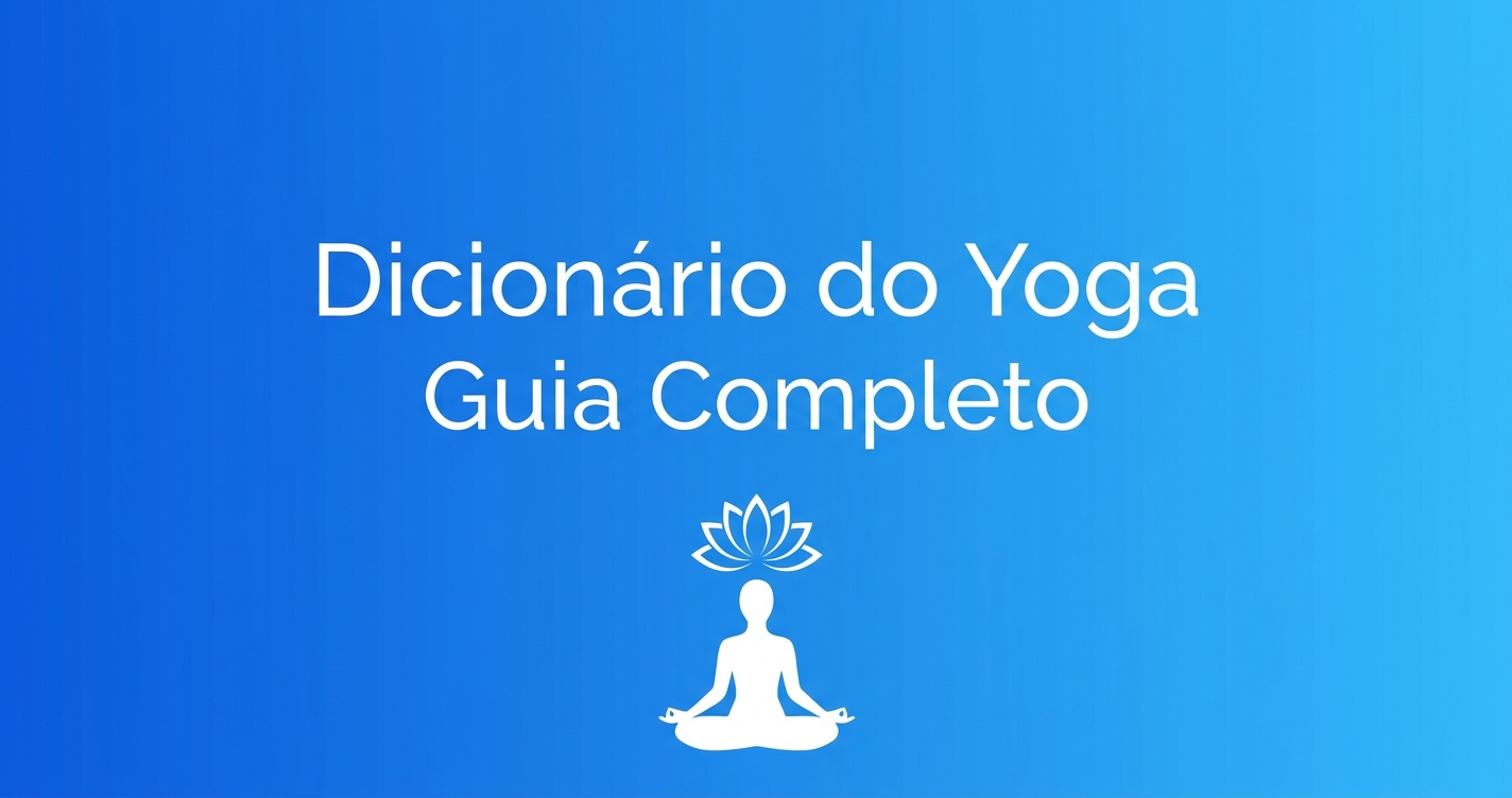 Dicionário de Yoga: capa com gradiente azul e silhueta de meditação