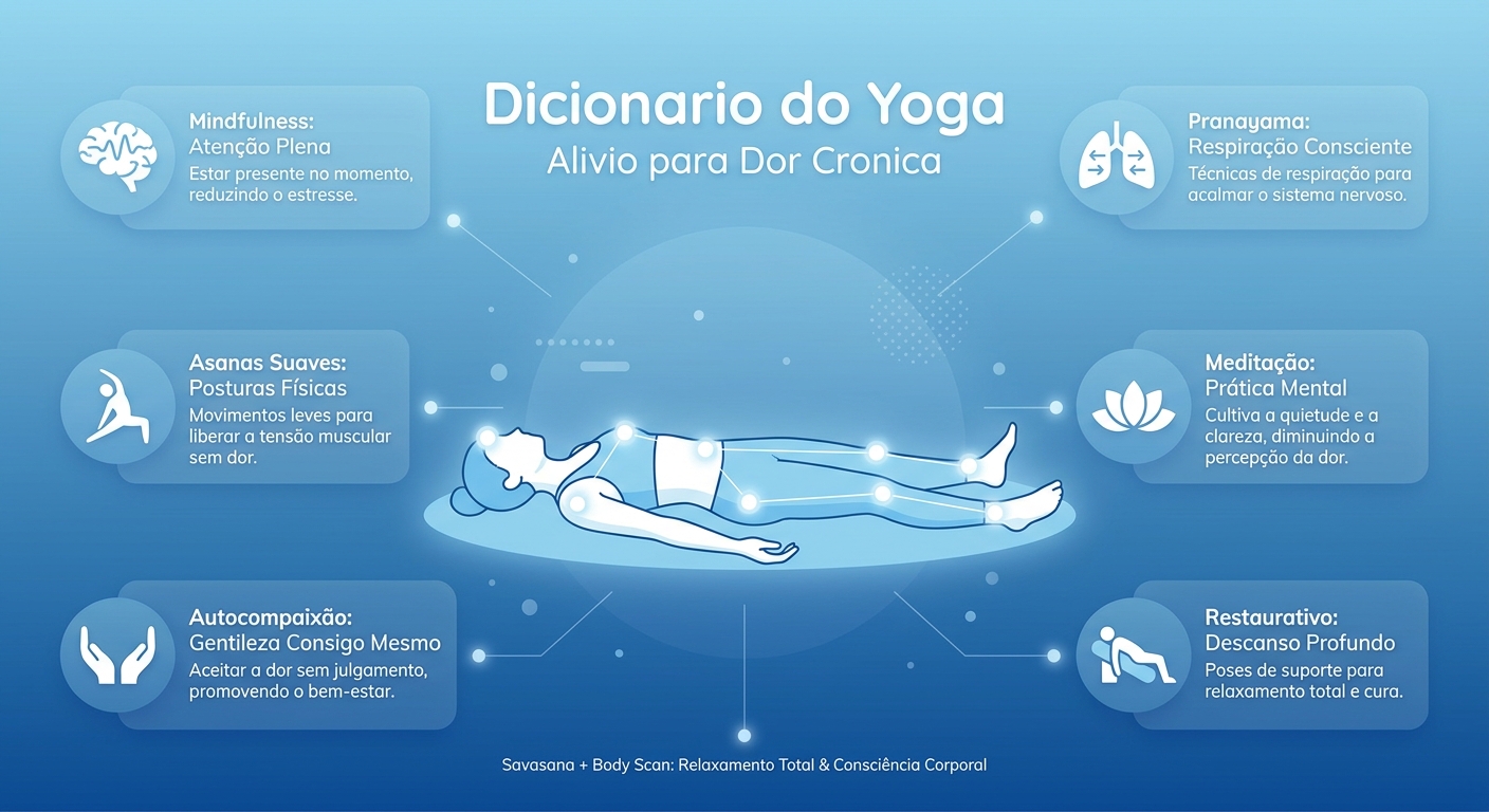 termos de yoga infográfico dicionário do yoga para alívio da dor crônica