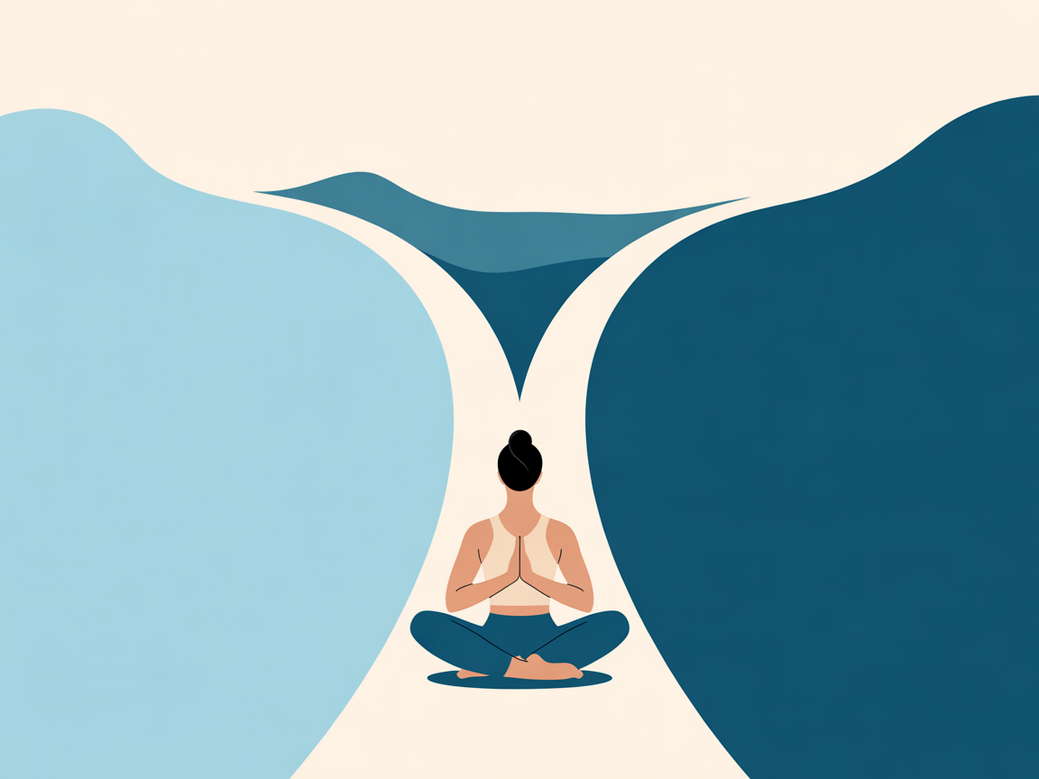 Mulher praticando yoga com foco na transição de carreira