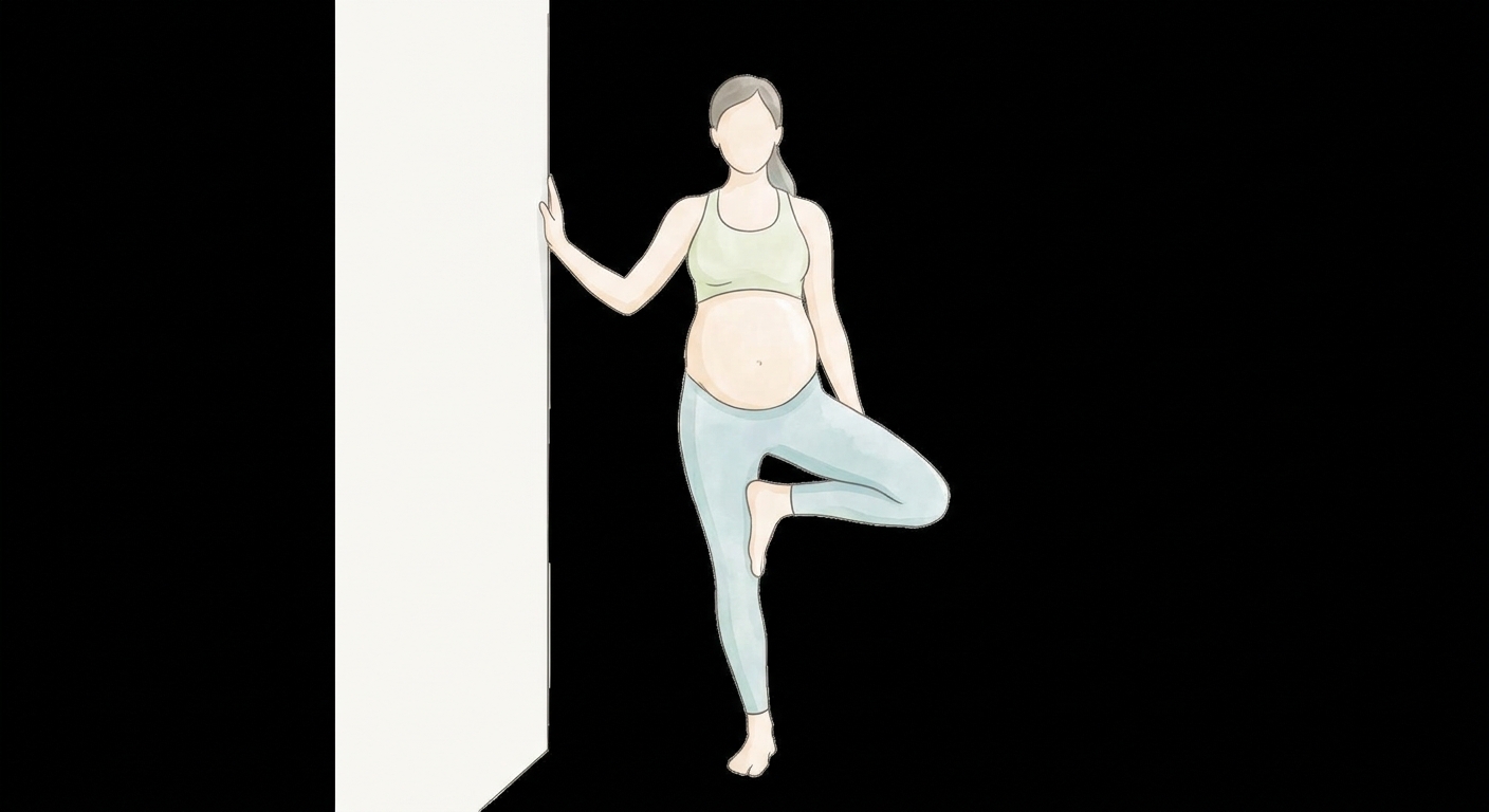 Ilustração da postura da Árvore adaptada para gestantes