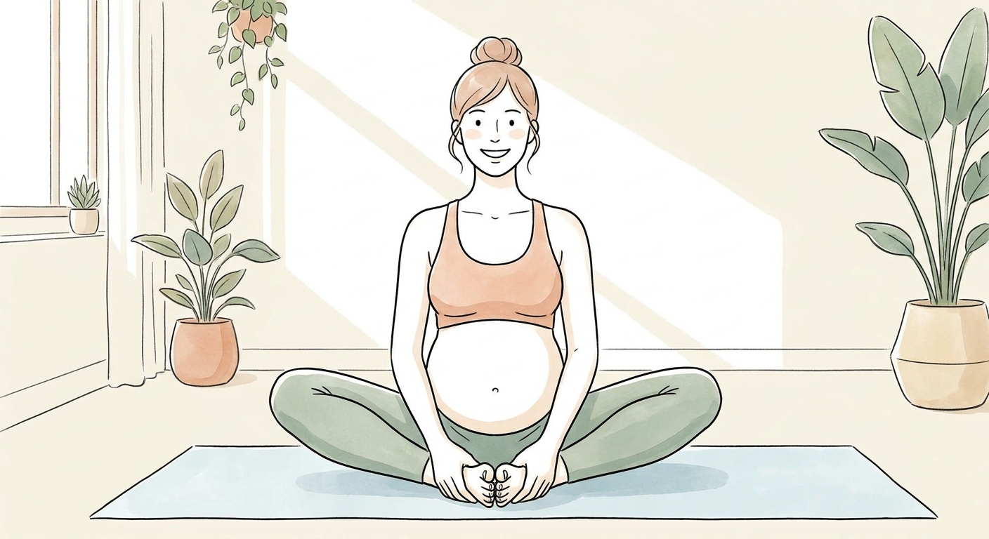 Ilustração da postura Borboleta para gestantes