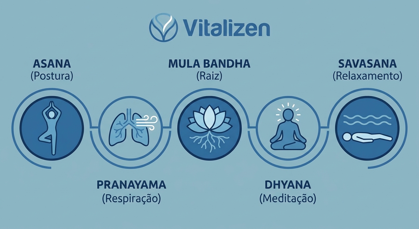 Infográfico ilustrando os principais termos do yoga para gestantes