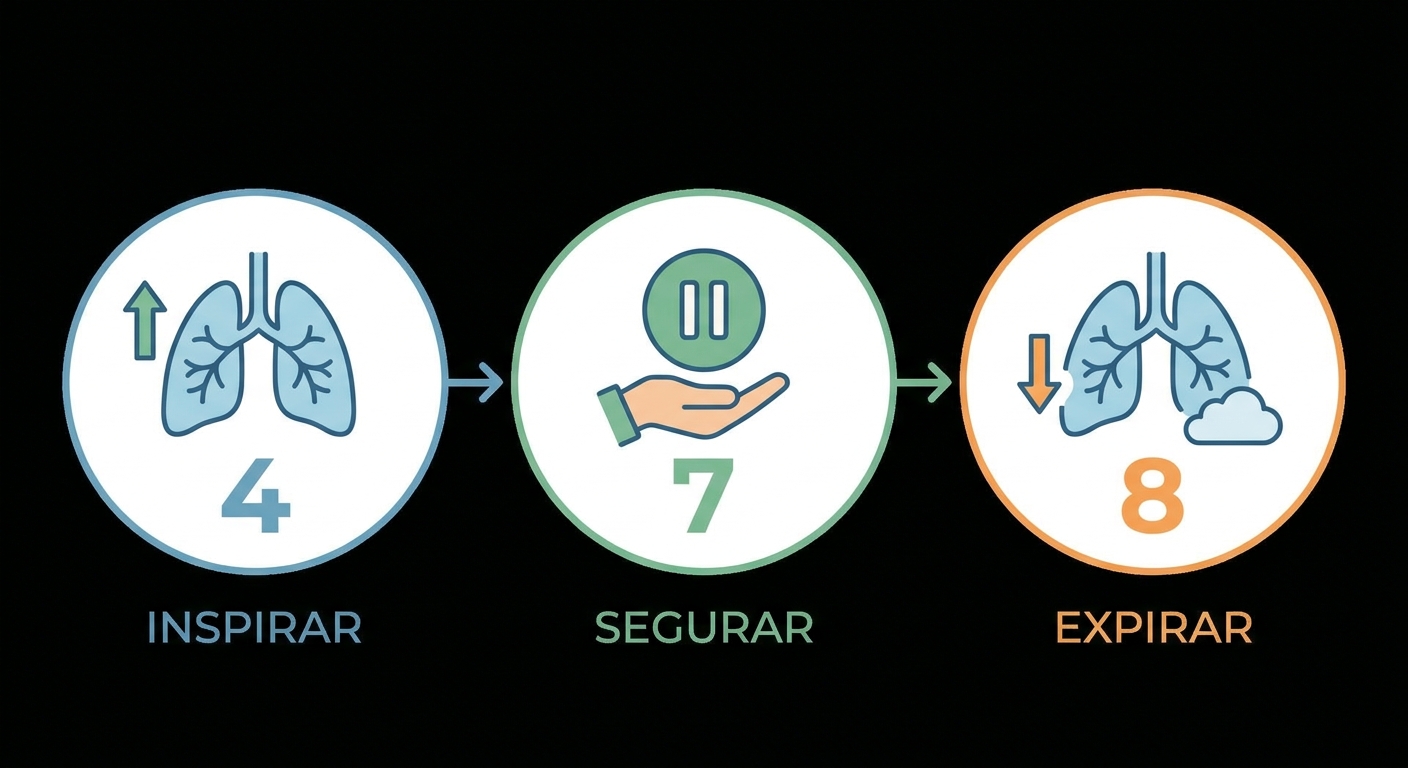 Diagrama da técnica de respiração 4-7-8 do vocabulário de yoga
