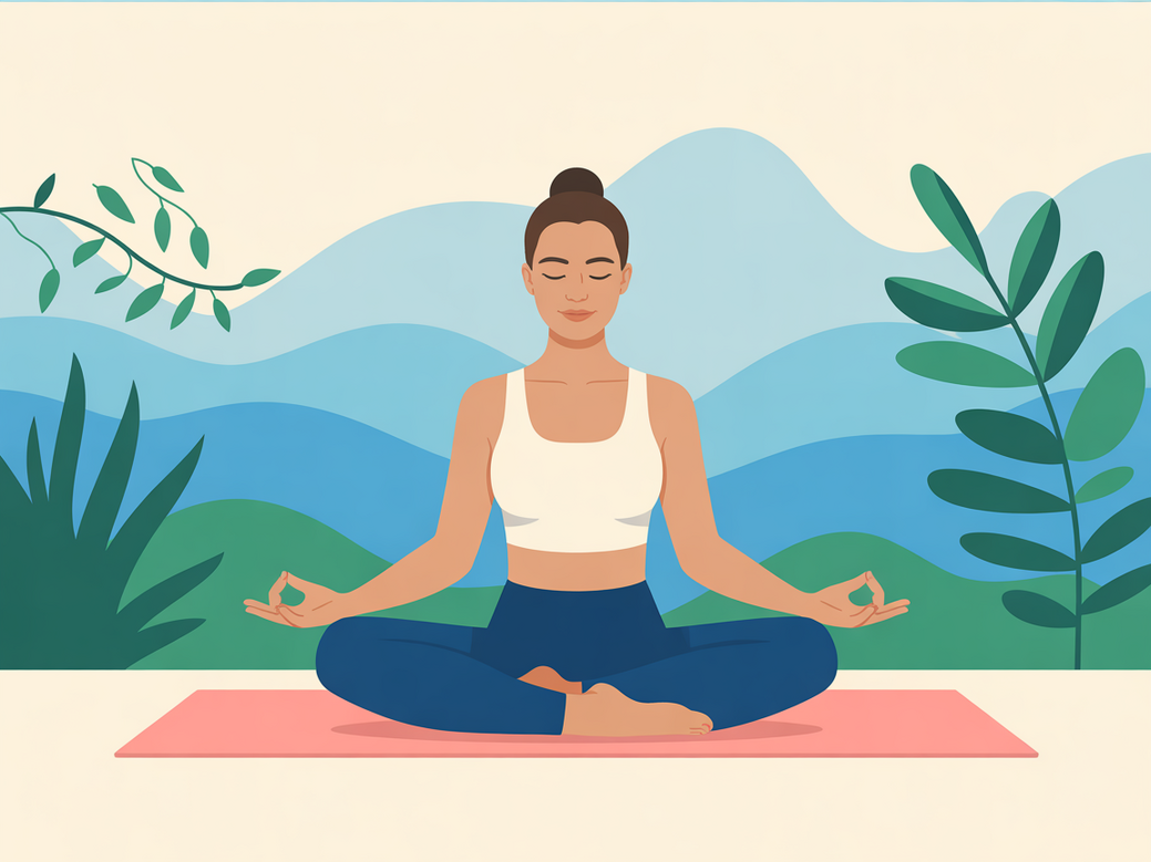 Mulher praticando yoga em um ambiente calmo, simbolizando o uso do yoga para luto e a cura emocional.